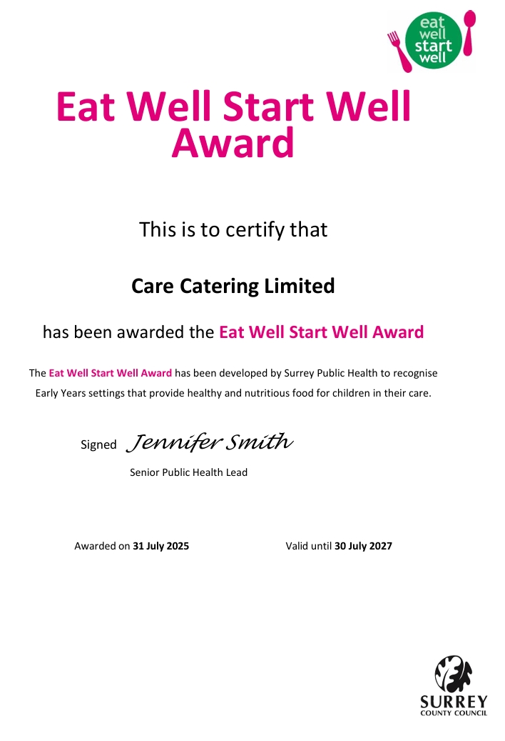 Eat Well Start Well Certificate